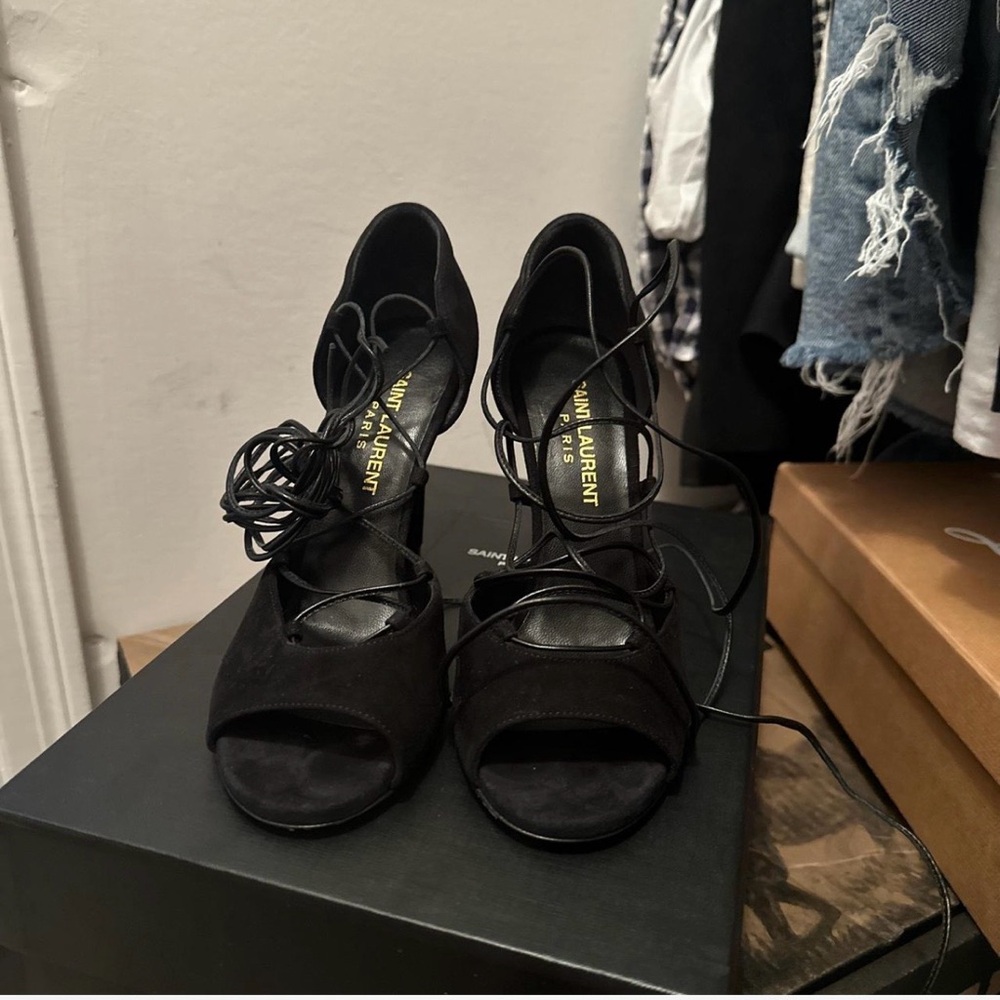 Saint Laurent Black Strappy Heels